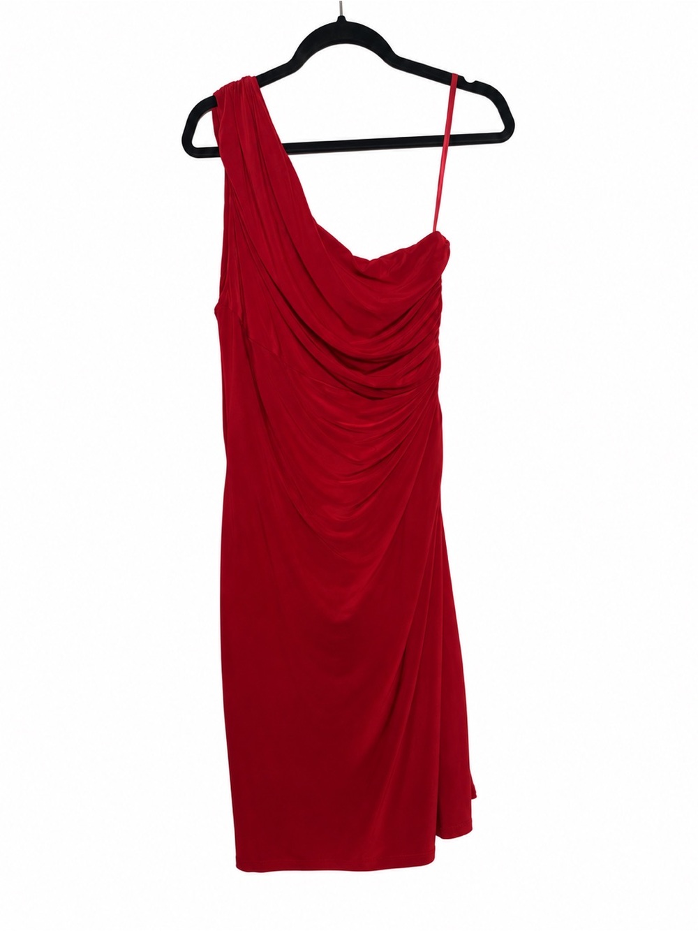 Lauren Ralph Lauren Red One Shoulder Ruched Draped Dress Size 14
